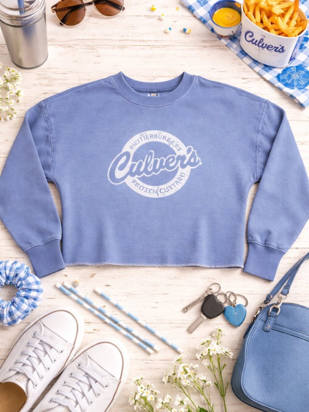 Culver’s Blue Crewneck Sweatshirt by Charles River Apparel – Size Small